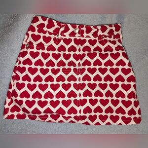 ❤️ Gymboree Heart Patterned Red & White Cotton Skort Girls 7 Adj Waist Valentine
